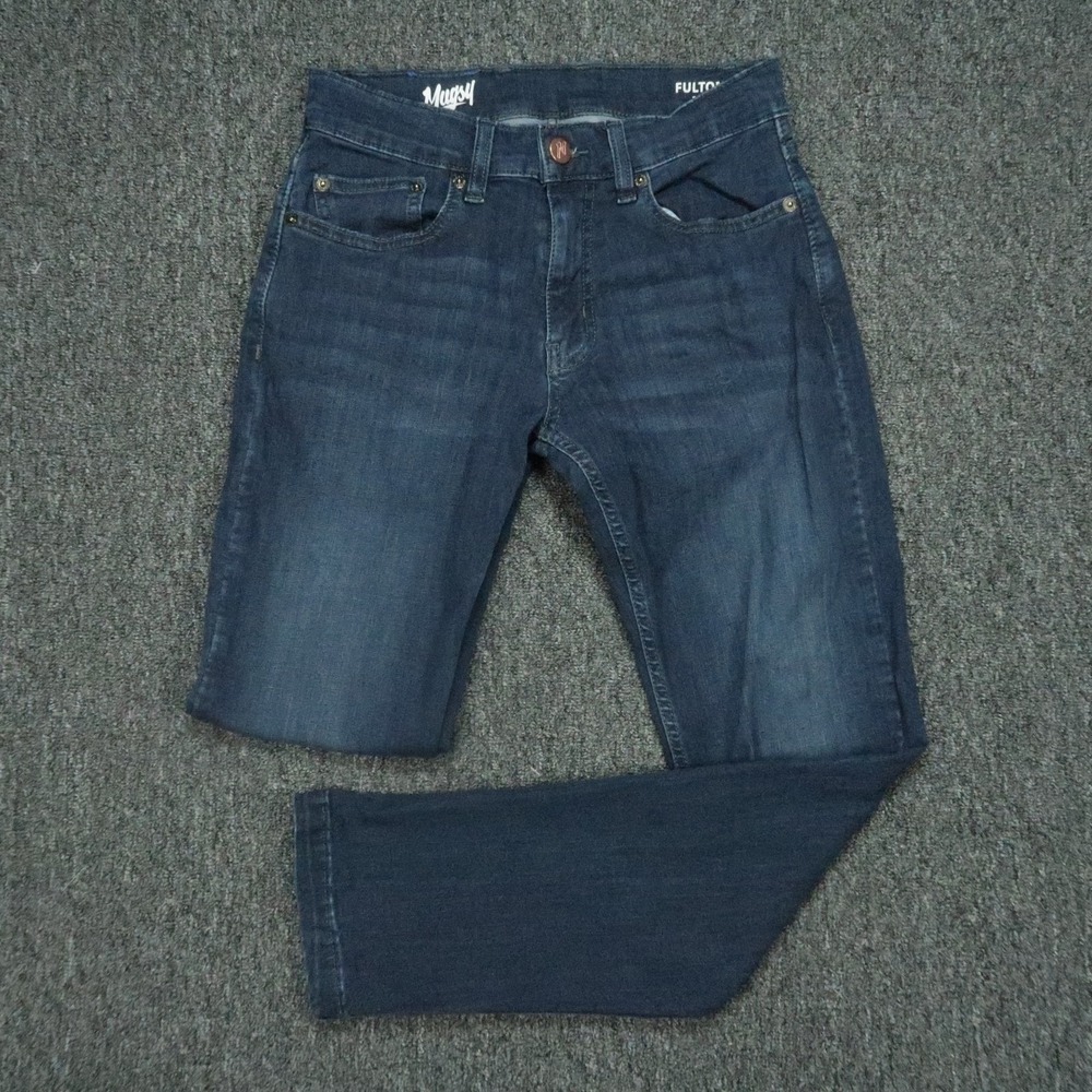 Mugsy Jeans Mens 28x30 Dark Wash Blue Fultons 5 Pocket Stretch Denim Preppy